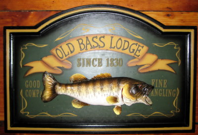 Old Bass Lodge Wood Decoration 24x 16 3D Fish Mounted Rare Heavy Outdoors  Home