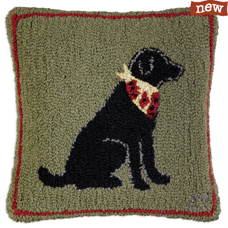 black lab holiday pillow