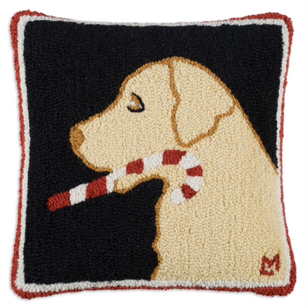 yellow lab hooked pillow