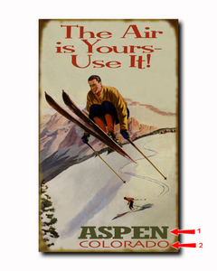 Home Decor - Custom Vintage Signs - Ski Signs 